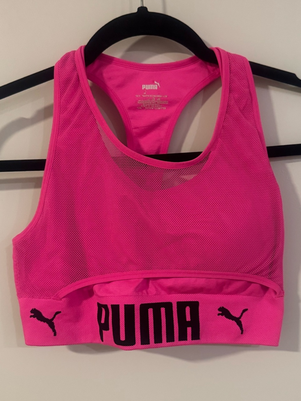 PUMA Pink Mesh Sports Bra - Bold Logo